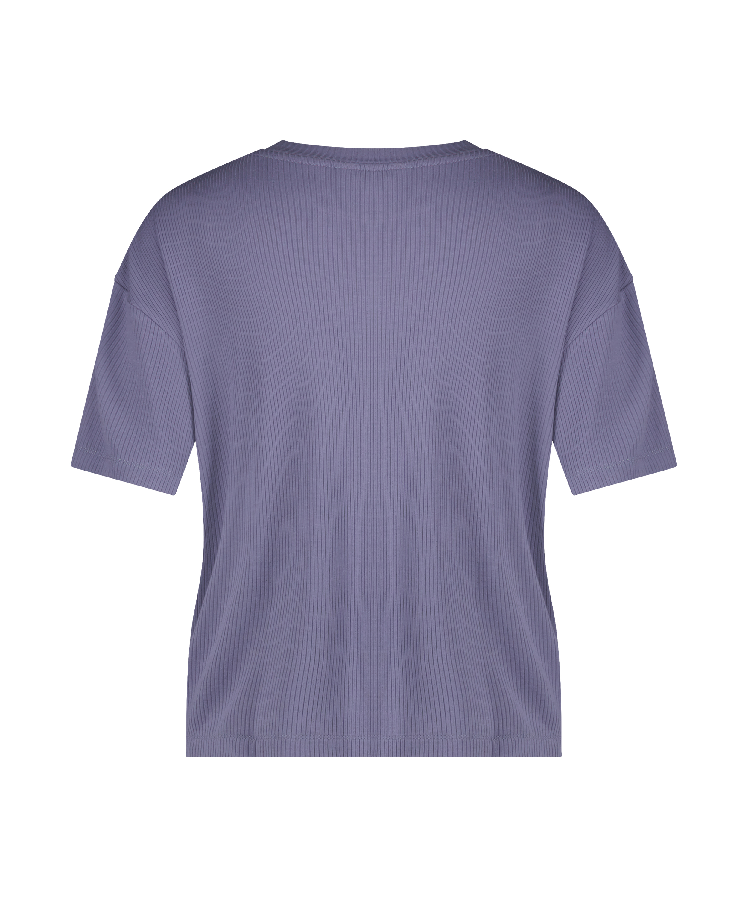 Rib Short-Sleeved Top, Purple, main