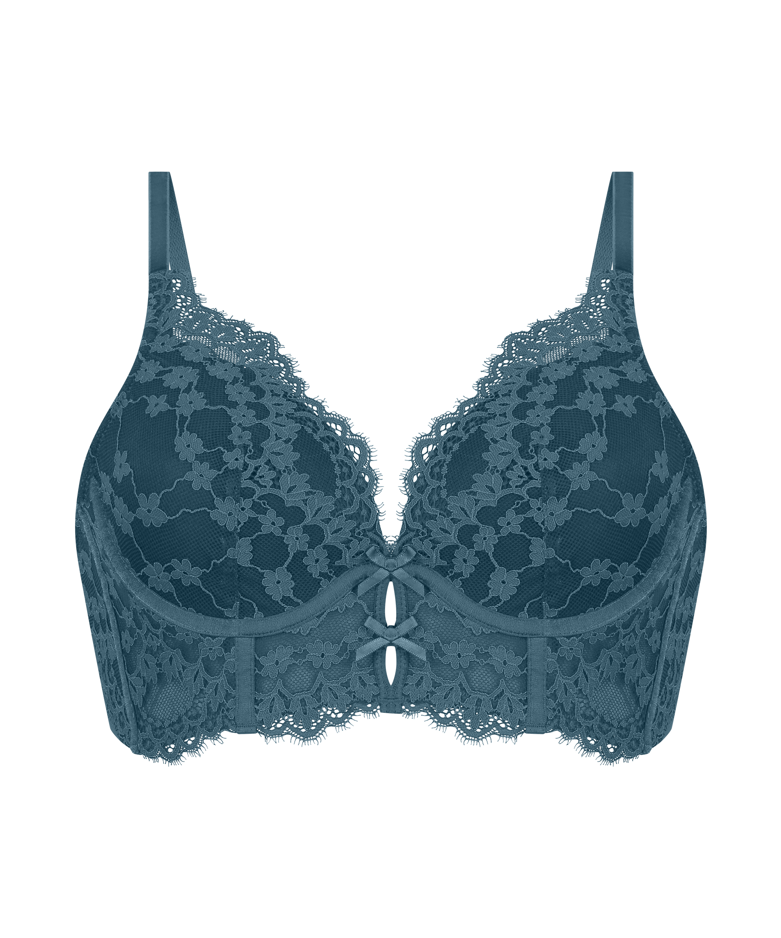 Astrid Padded Underwired Longline Bra, Blue, main