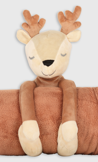 Blanket with stuffed animal, Beige