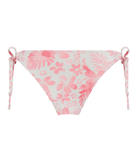 Tropical high-cut bikini bottoms, White