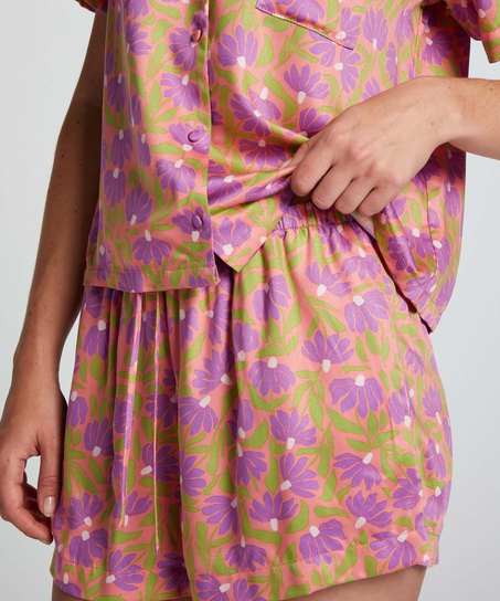 Satin pyjama shorts, Pink