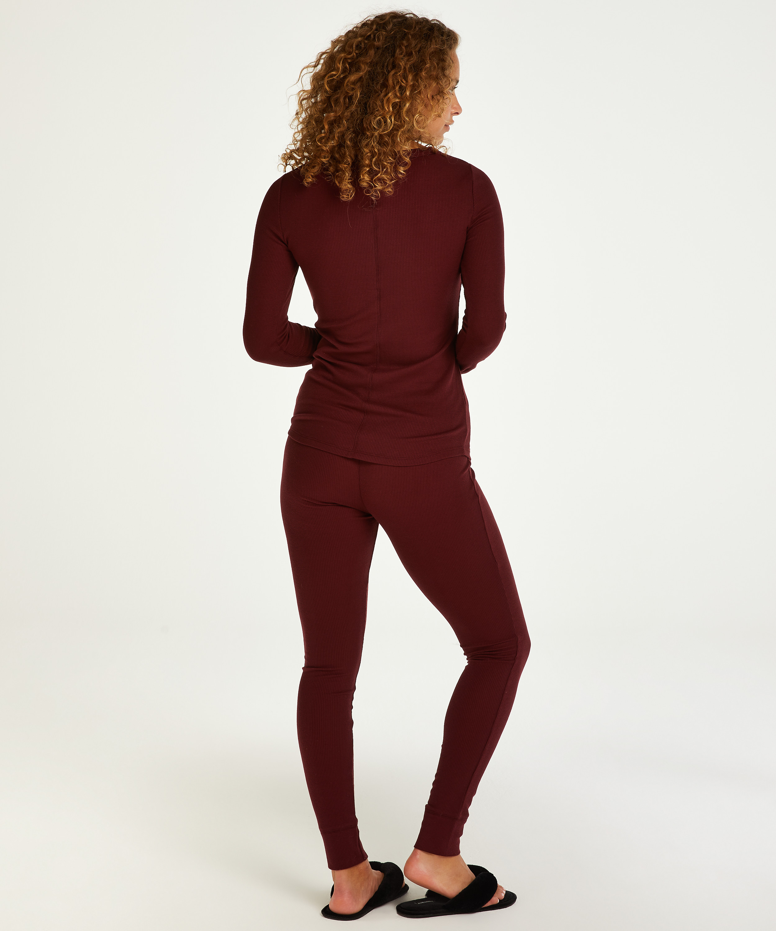 Waffle Placket Pyjama, Purple, main