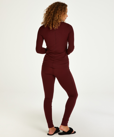 Waffle Placket Pyjama, Purple