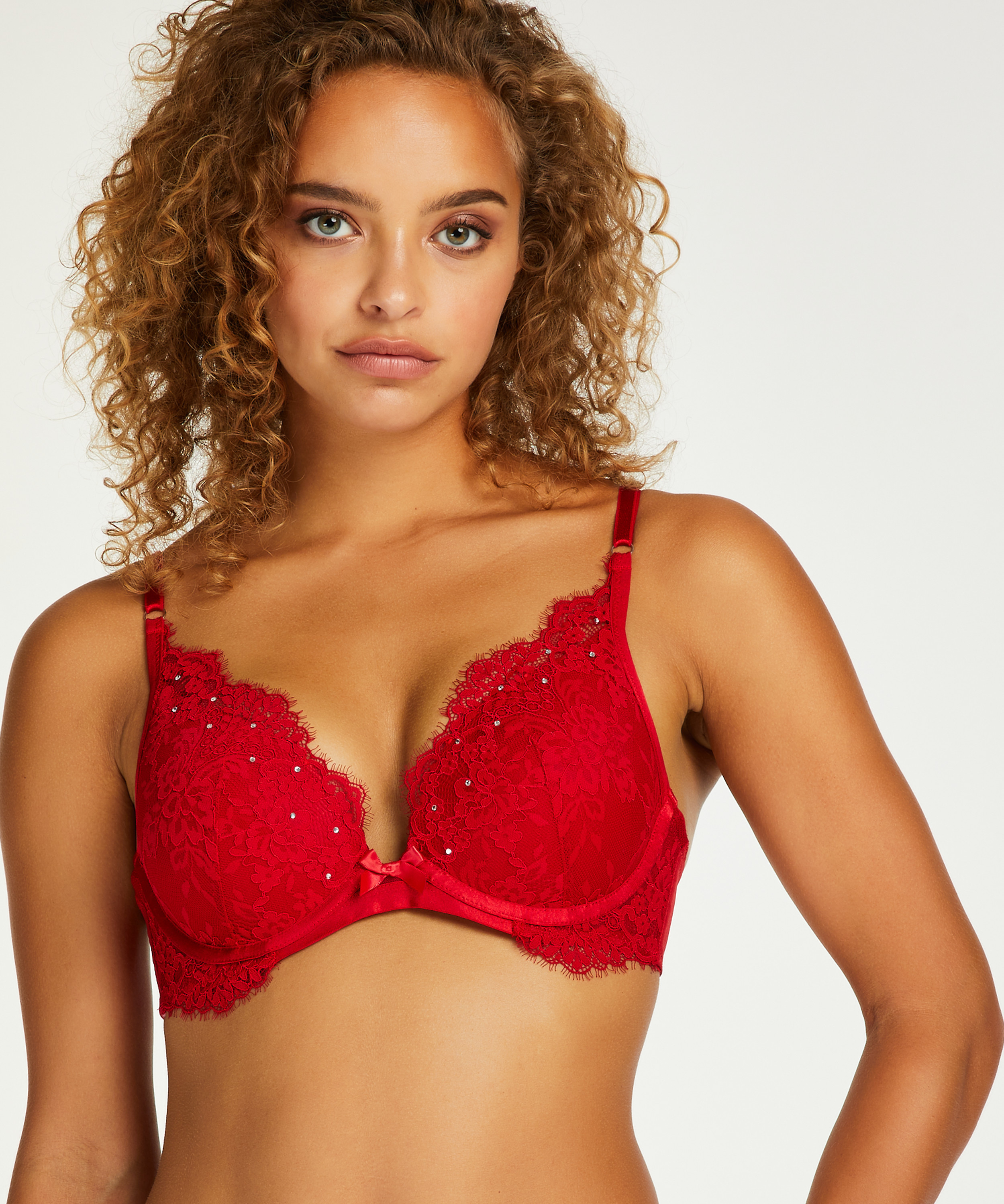 Pauline Padded Push-Up Underwired Bra, Red, main
