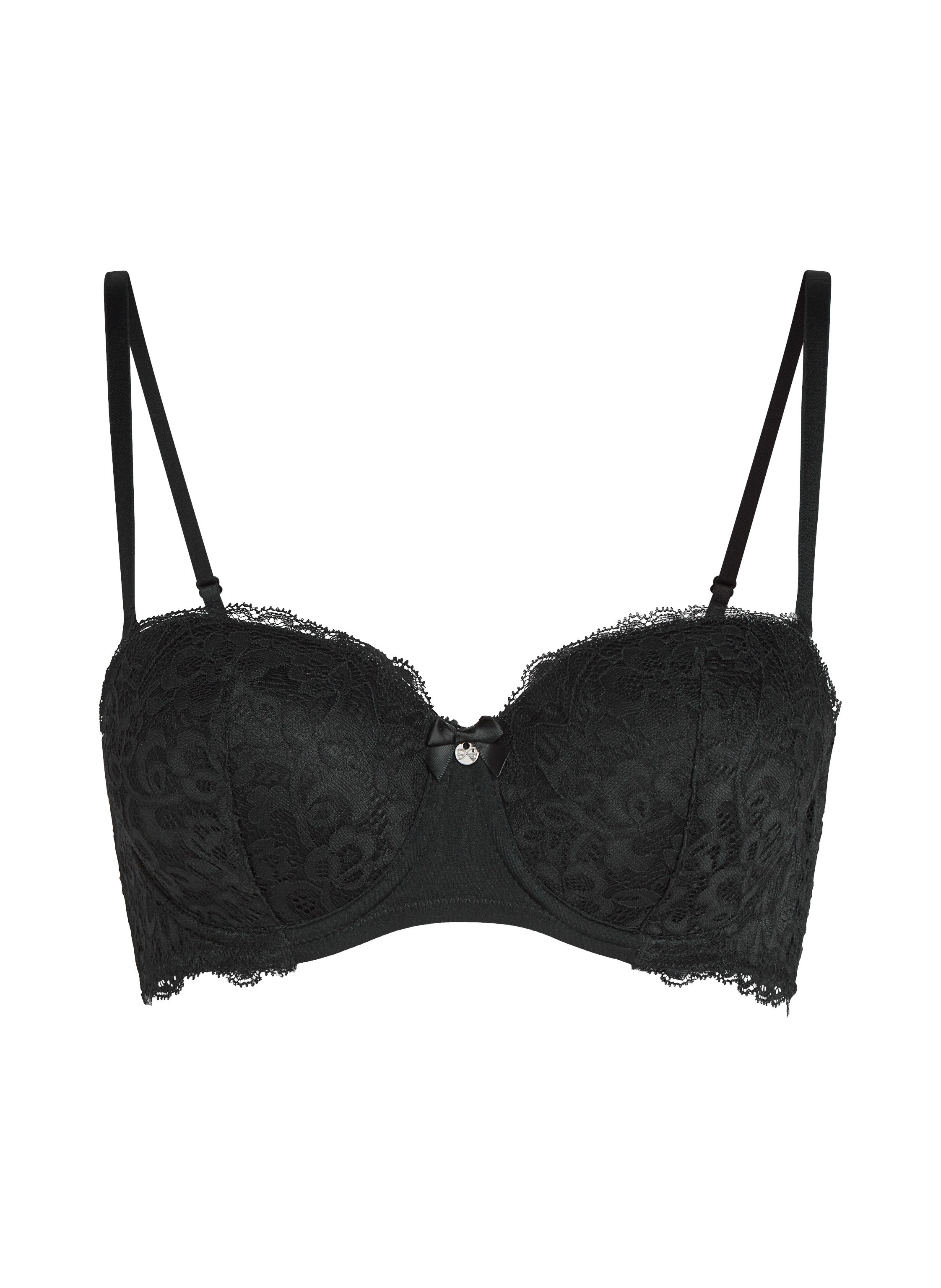 Marine Padded Underwired Bra, Black, main