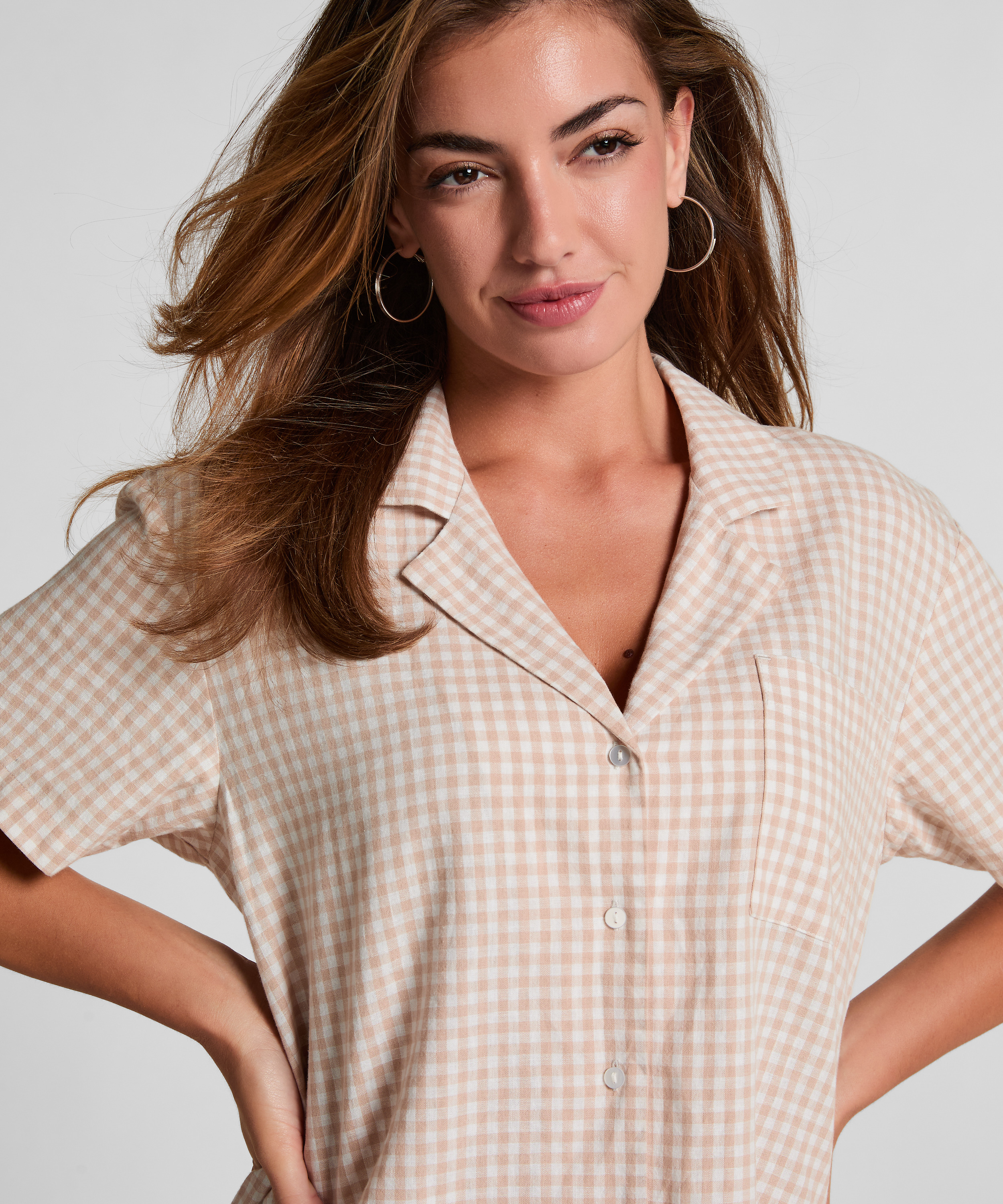 Jacket Linen Check, White, main