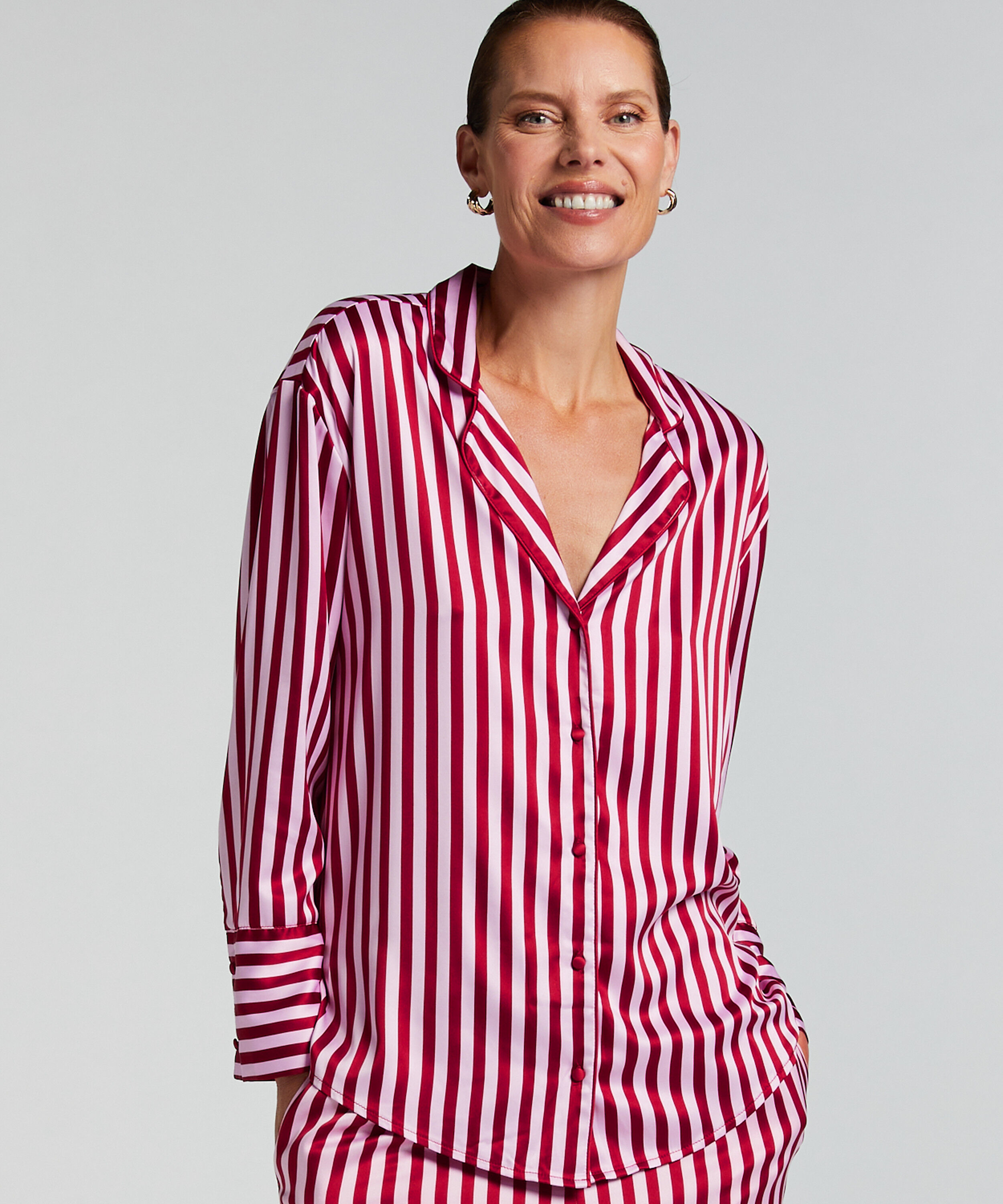 Satin Long-Sleeved Jacket, Pink