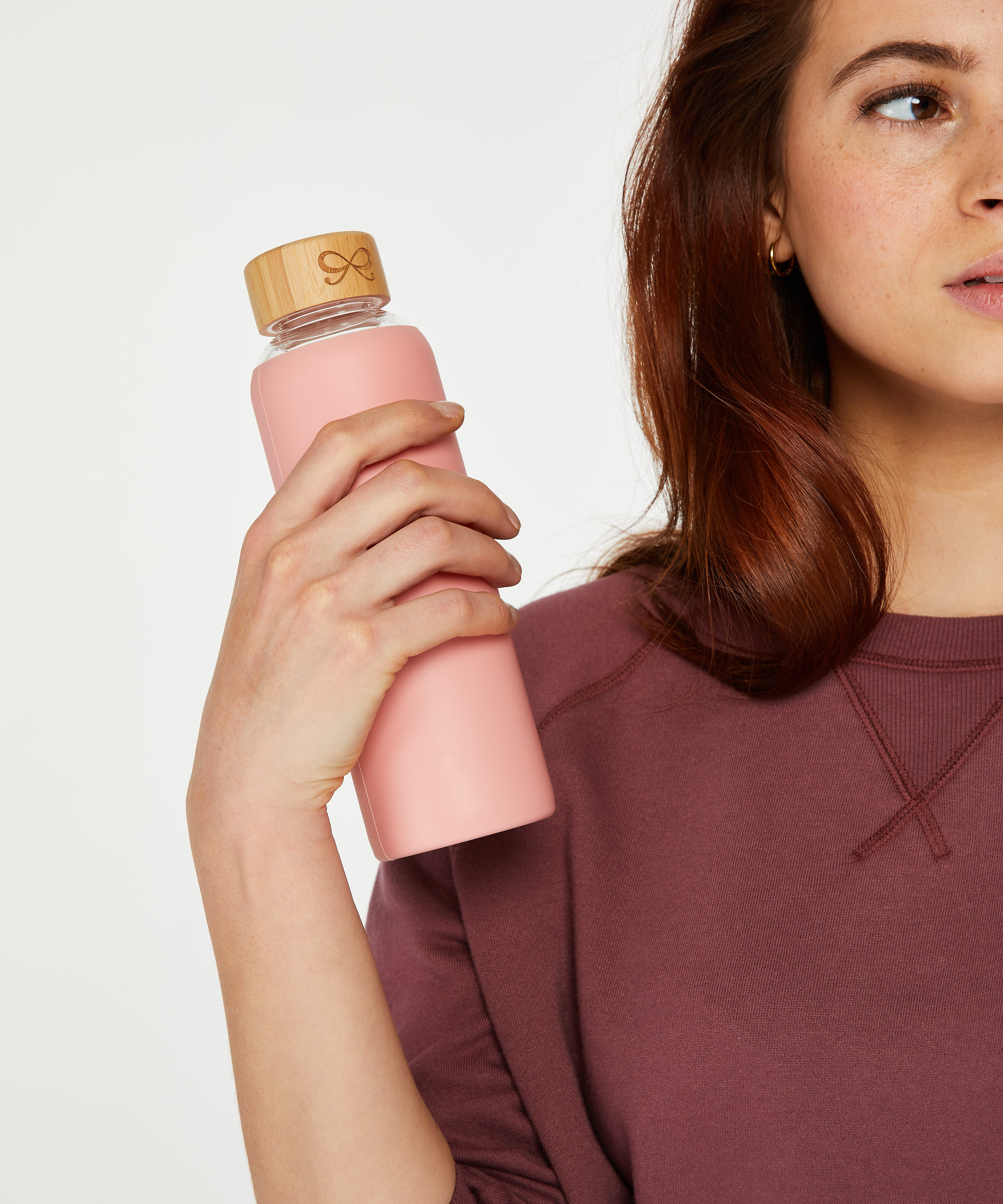 Glass water bottle, Pink, main