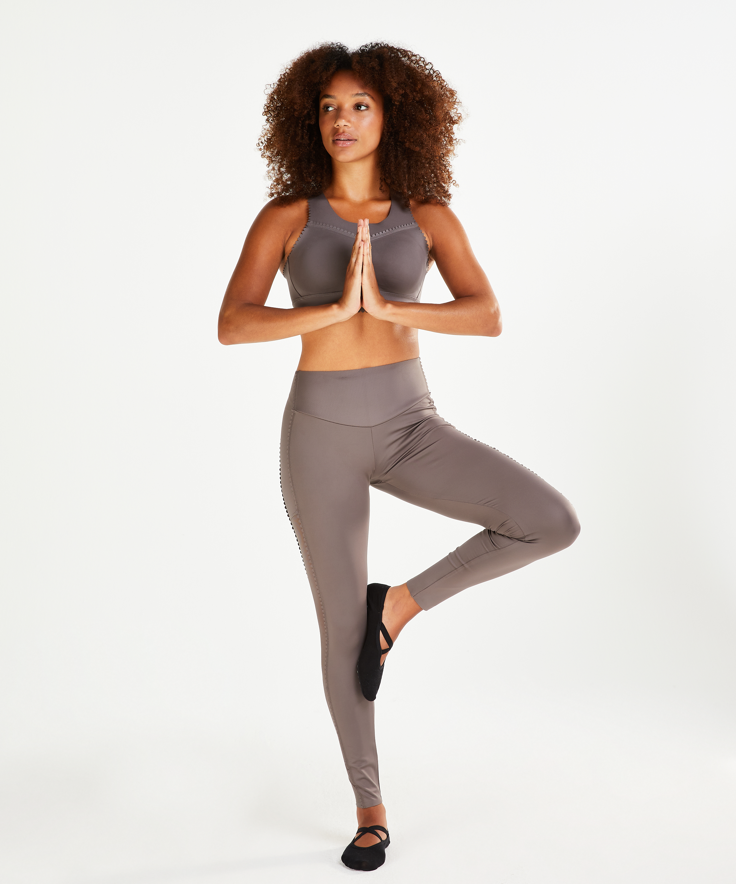 HKMX High waisted sport legging Scallop, Grey, main