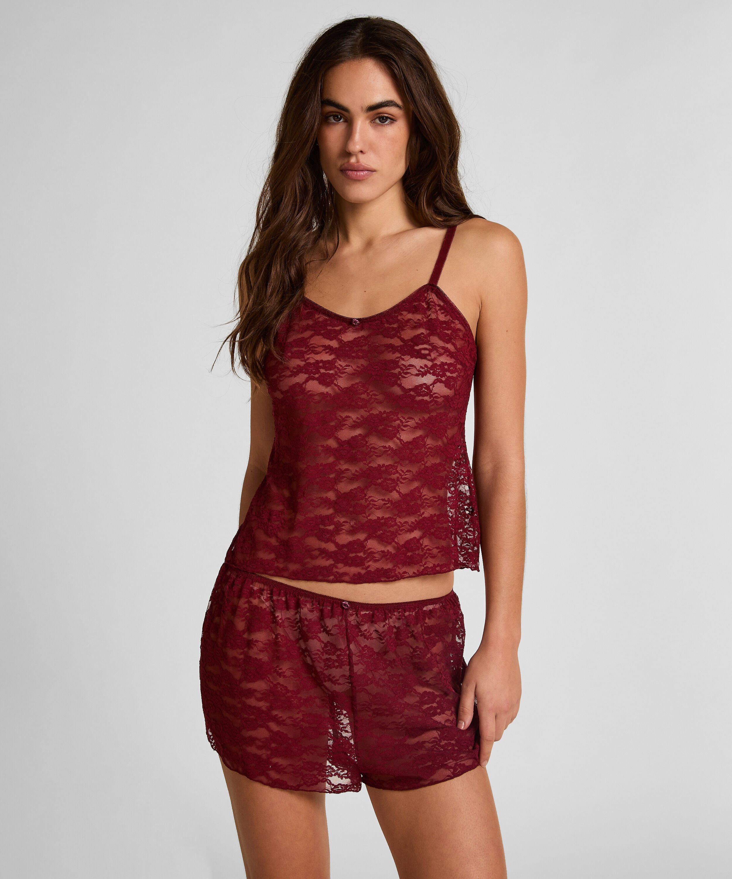 Short Allover Lace, Red Short Allover Lace, Red