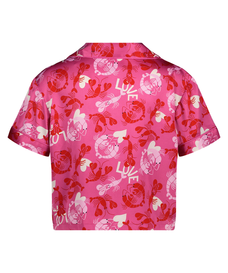 Satin Short-Sleeved Jacket, Pink