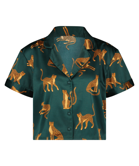 Satin Short-Sleeved Jacket, Green