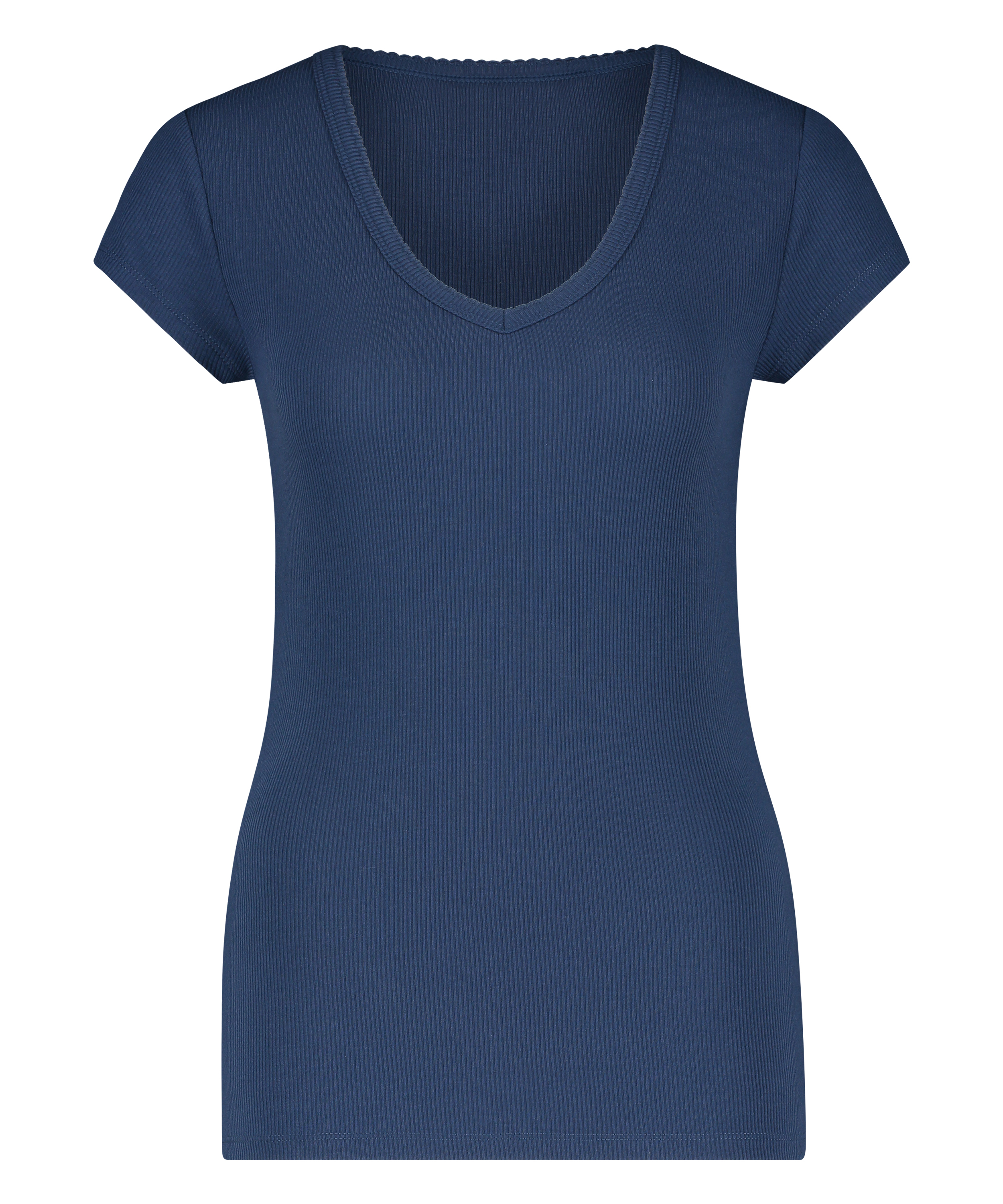 Short sleeve rib pyjama top., Blue, main