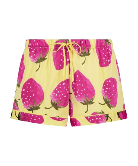 Satin pyjama shorts, Yellow