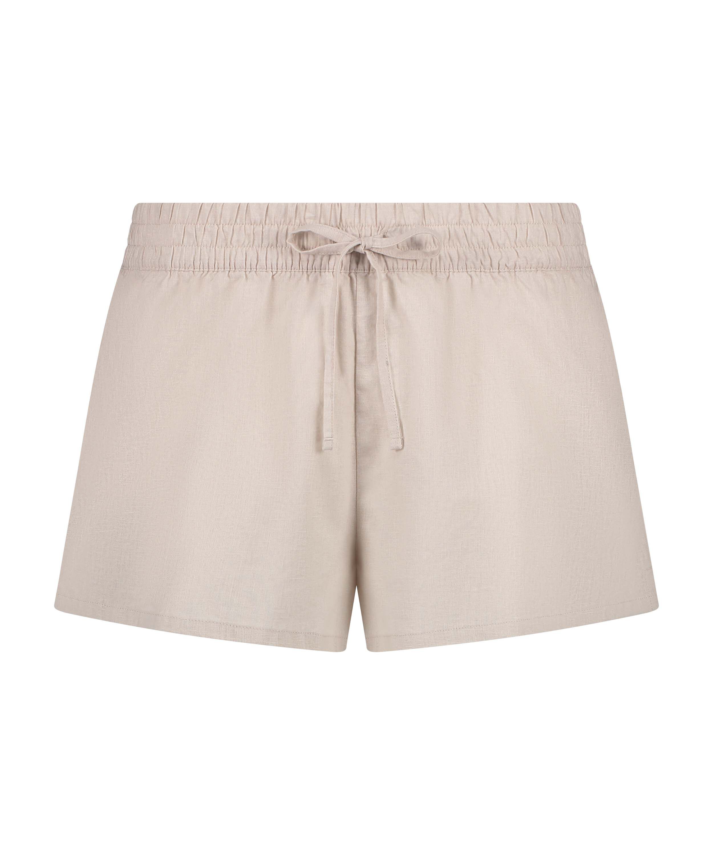 Linen Pyjama Shorts, Beige