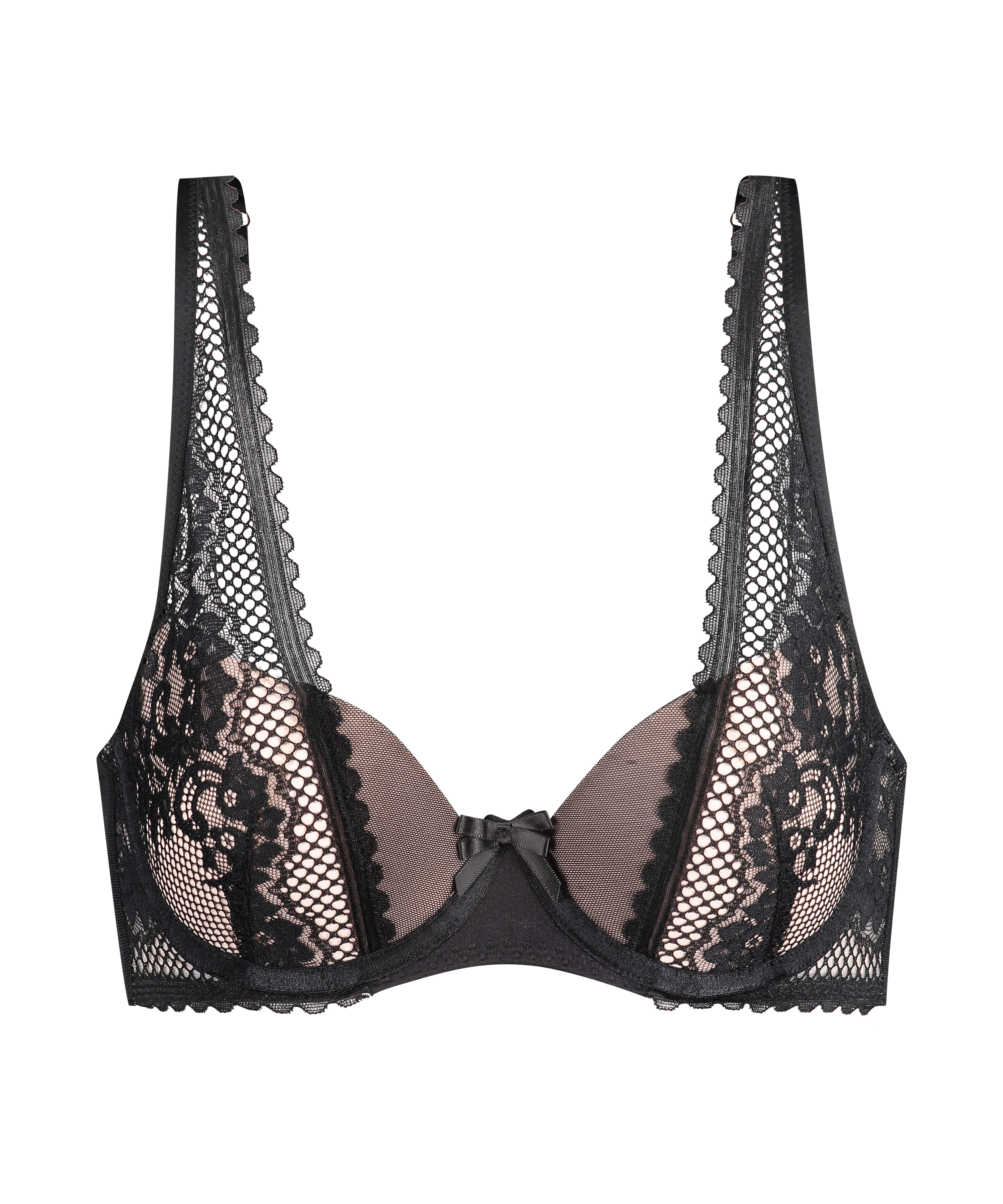 Malika half padded cup underwired bra, Black, main