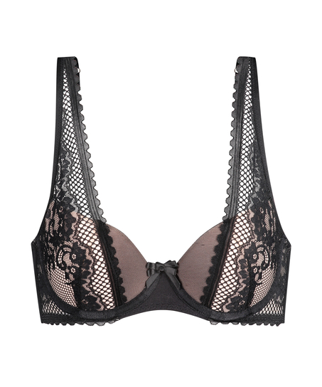 Malika half padded cup underwired bra, Black