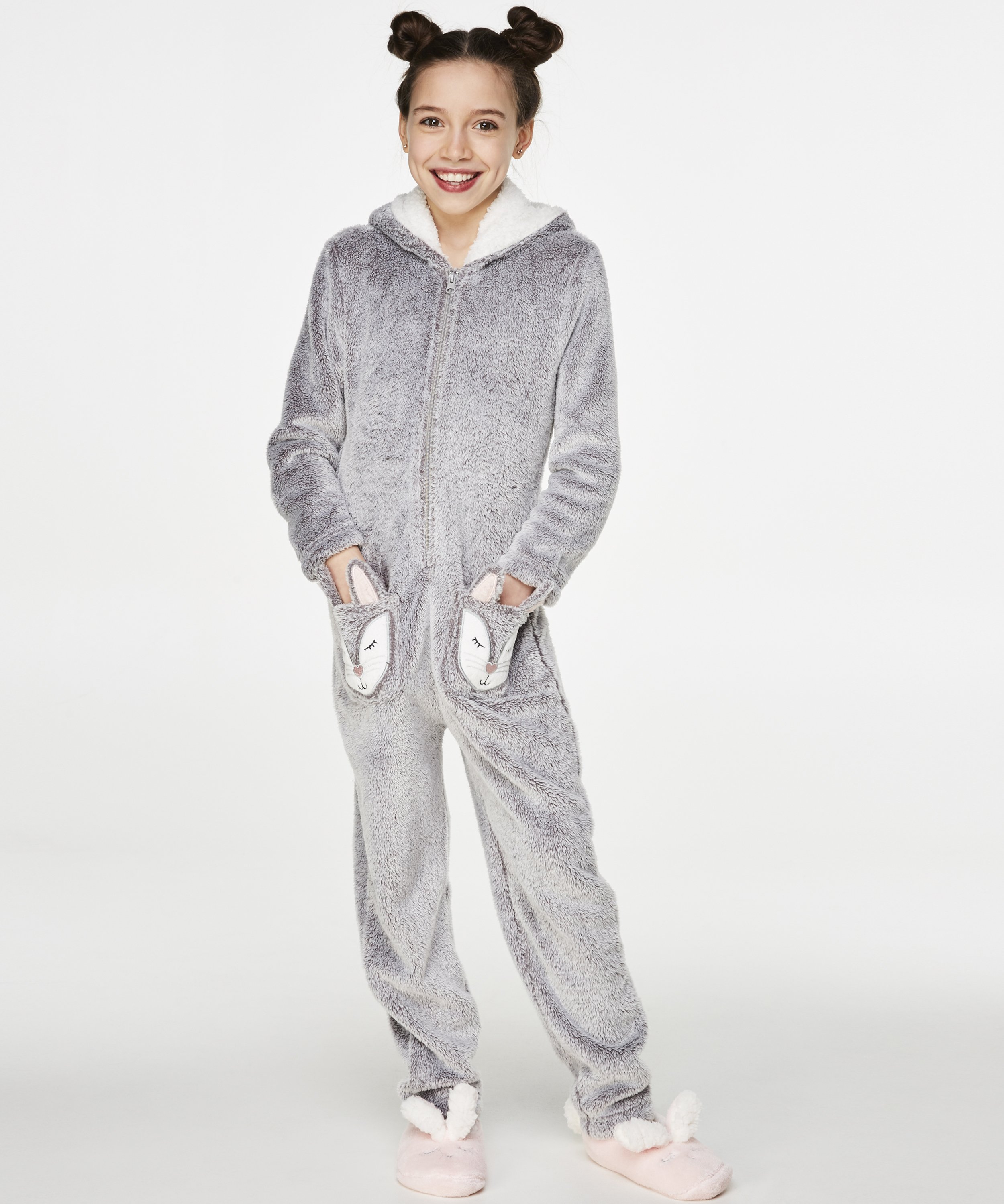 Fleece Onesie Teens, Grey, main