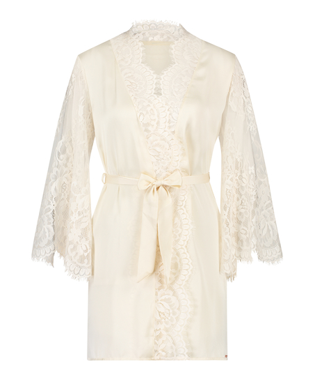 All-Over Lace Kimono, White