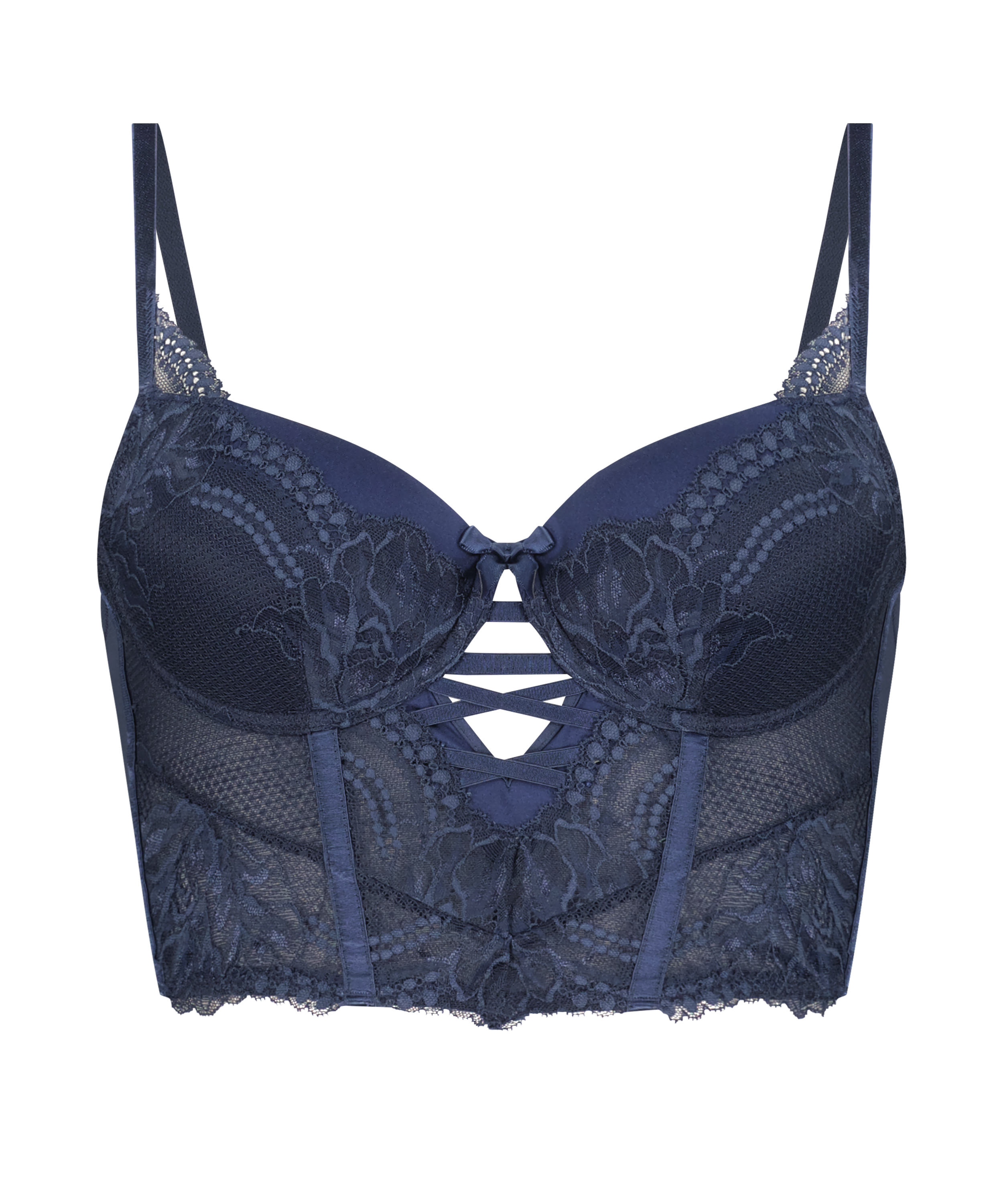 Kimberley Padded Longline Underwired Bra, Blue, main