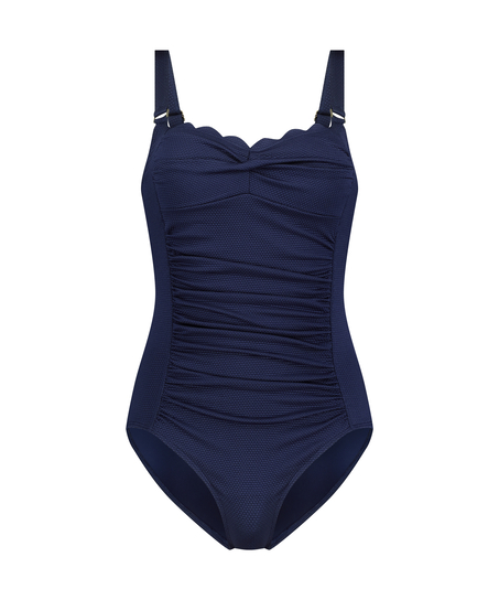 Shaping Scallop Swimsuit, Blue