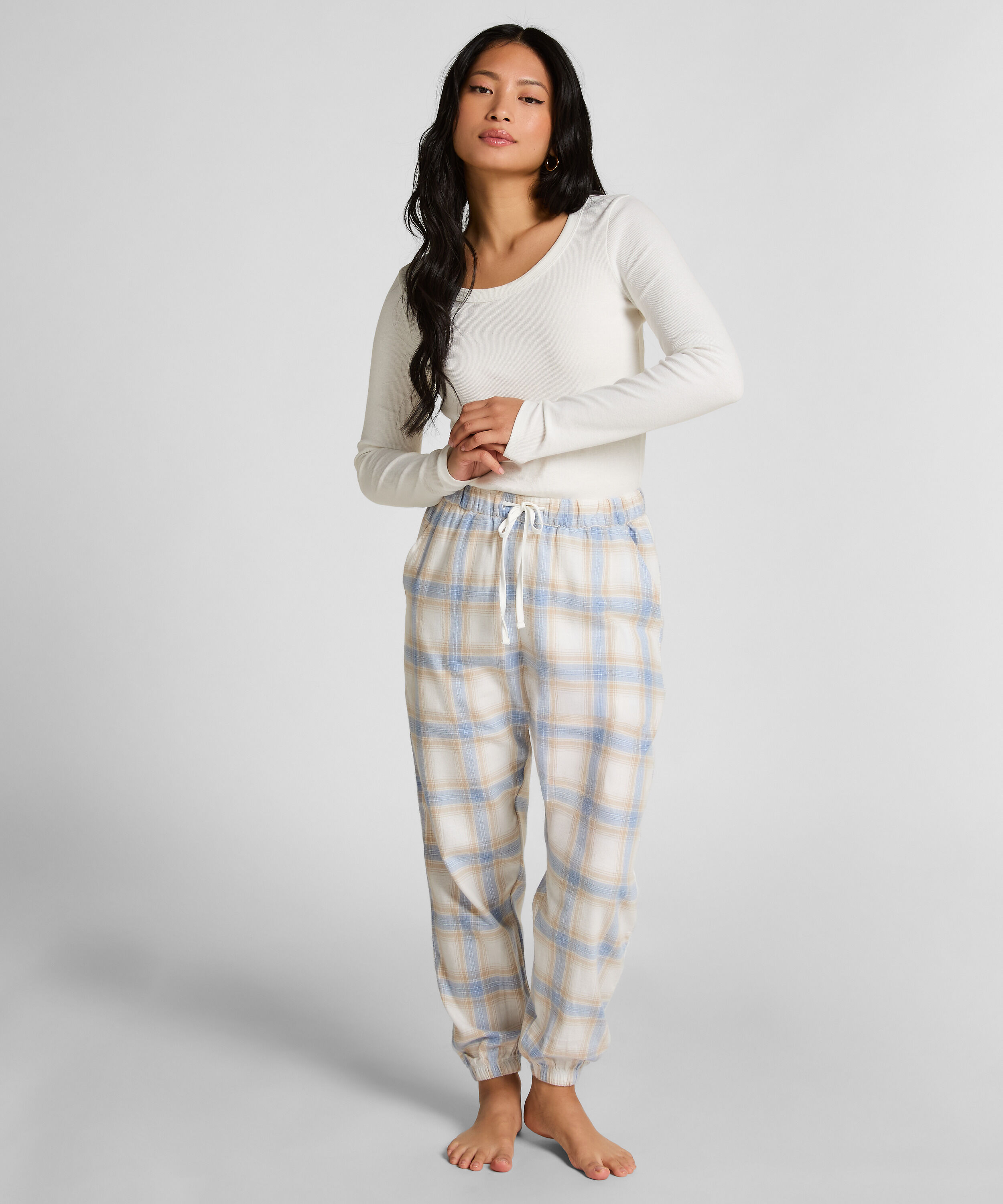 Petite Twill Check Pyjama Pants, Blue