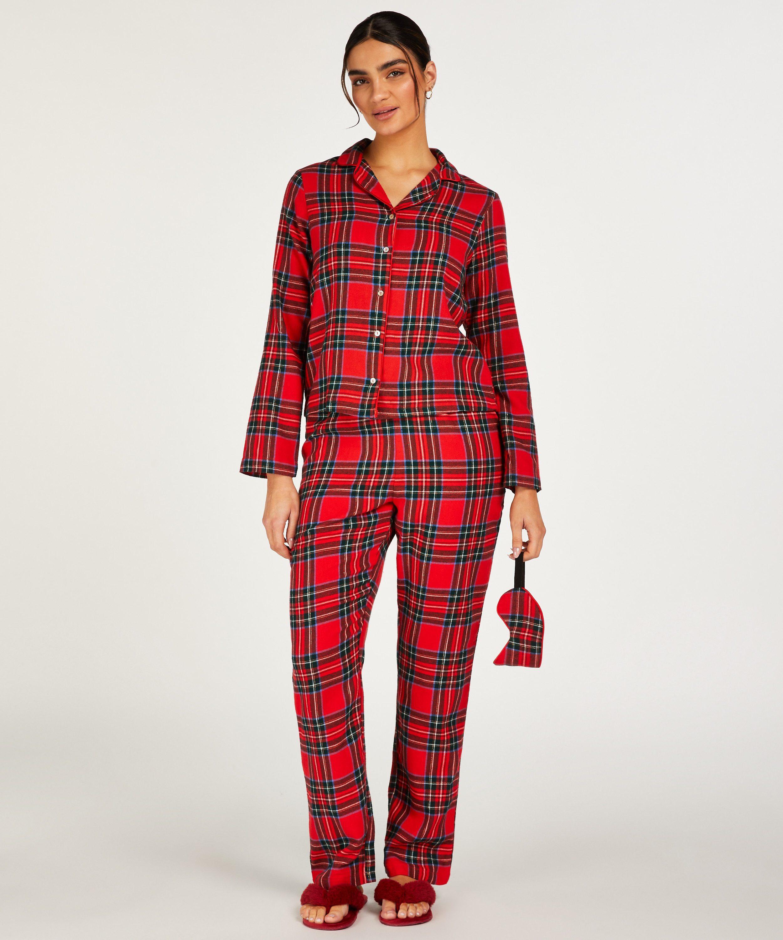 Twill Check Pyjama Set, Red, main