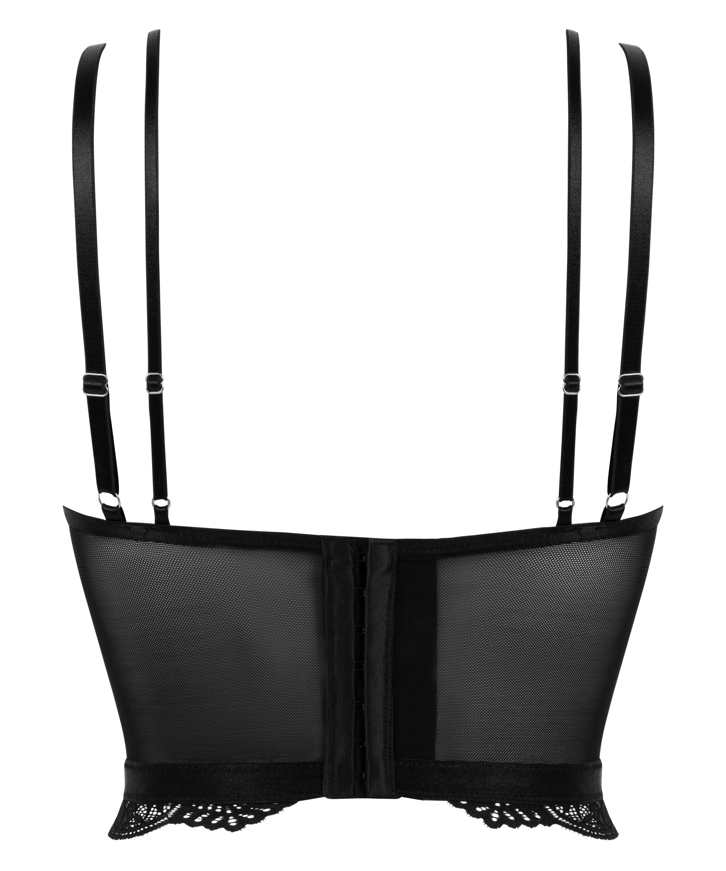 Coco Padded Underwired Longline Push-Up Bra, Black, main