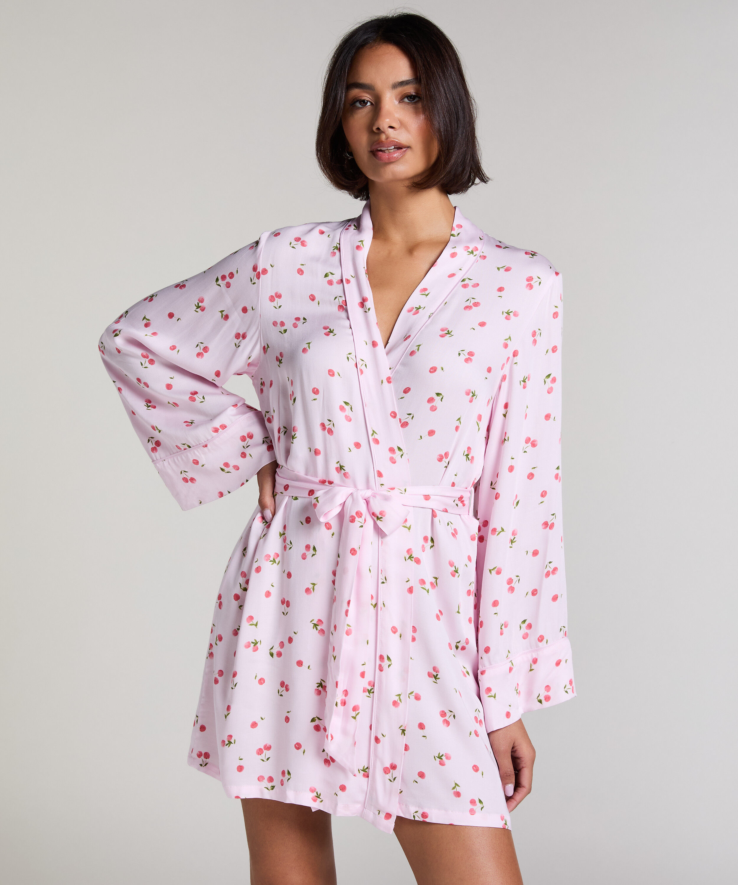 Satin Kimono, Pink Satin Kimono, Pink