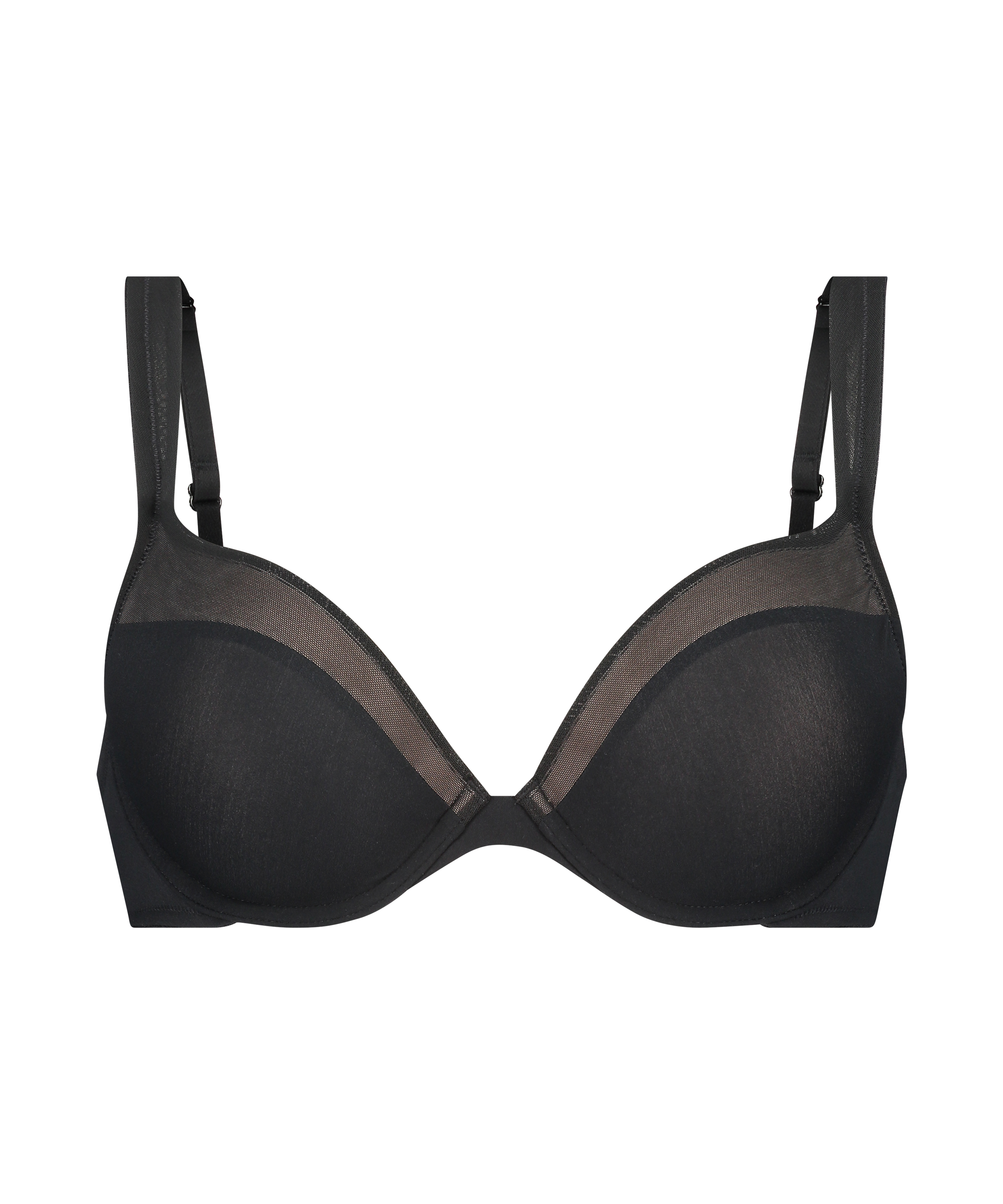 Mesh Padded underwired bra, Black, main