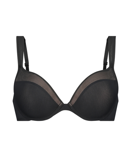 Mesh Padded underwired bra, Black