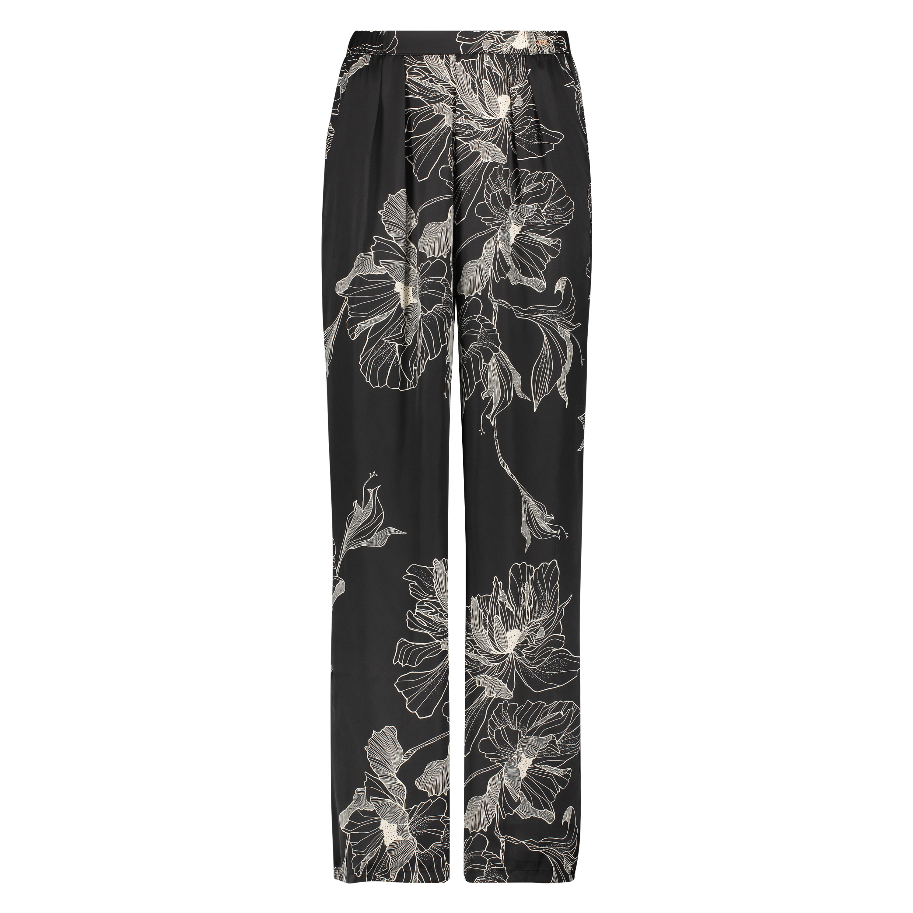Lotus satin palazzo trousers, Black, main