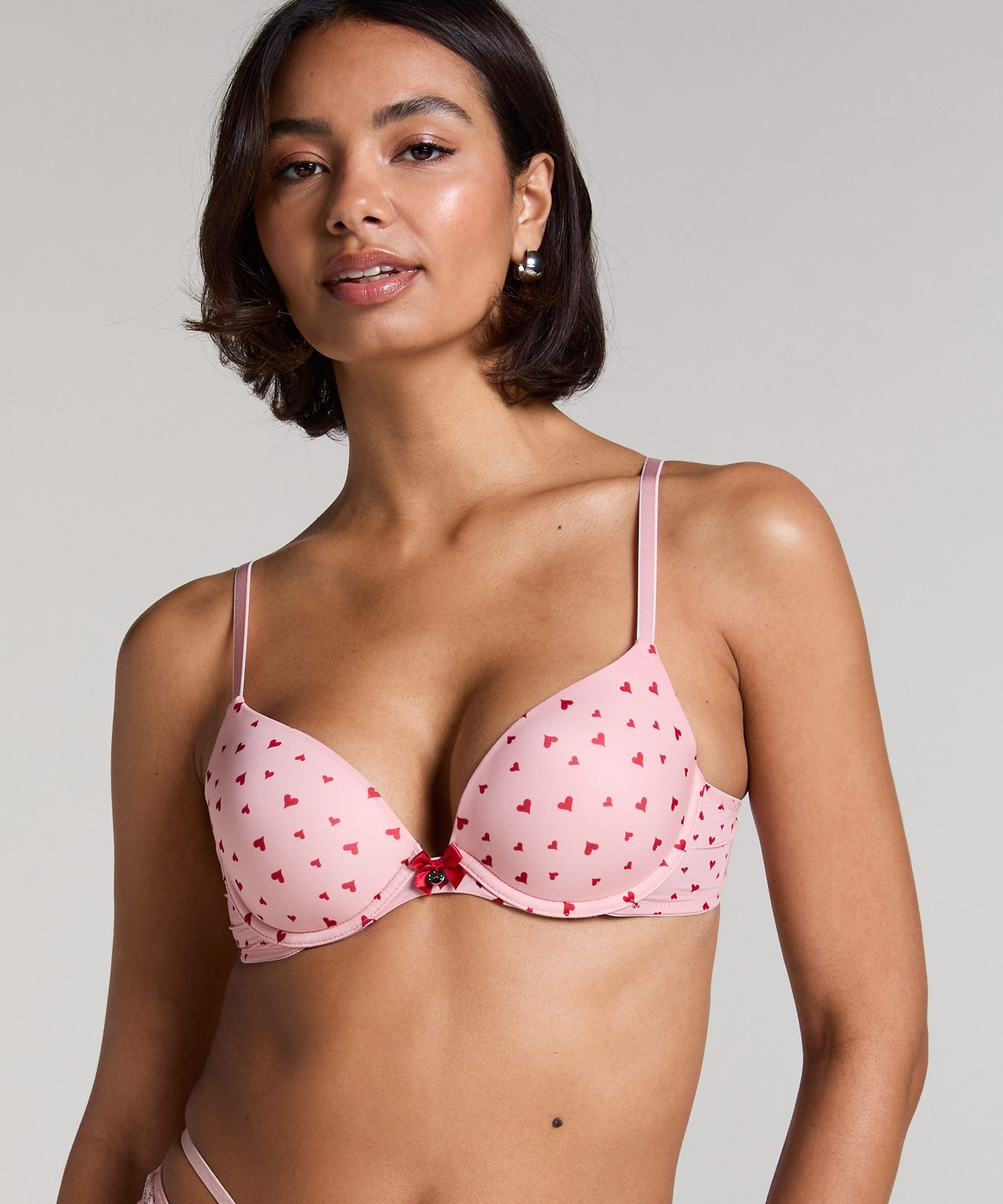 Plunge Padded Underwired Bra, Pink, main