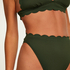 High-cut Scallop bikini bottoms, Green