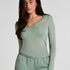 super soft Lace V-Neck shirt with Cashmere, Green