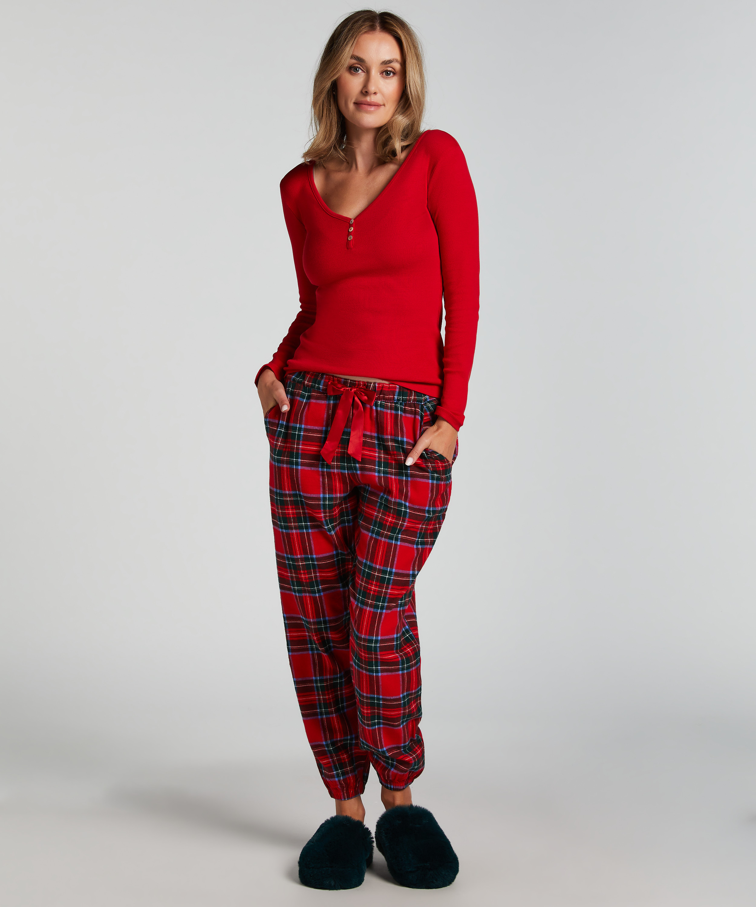 Flannel Pyjama Set, Red, main