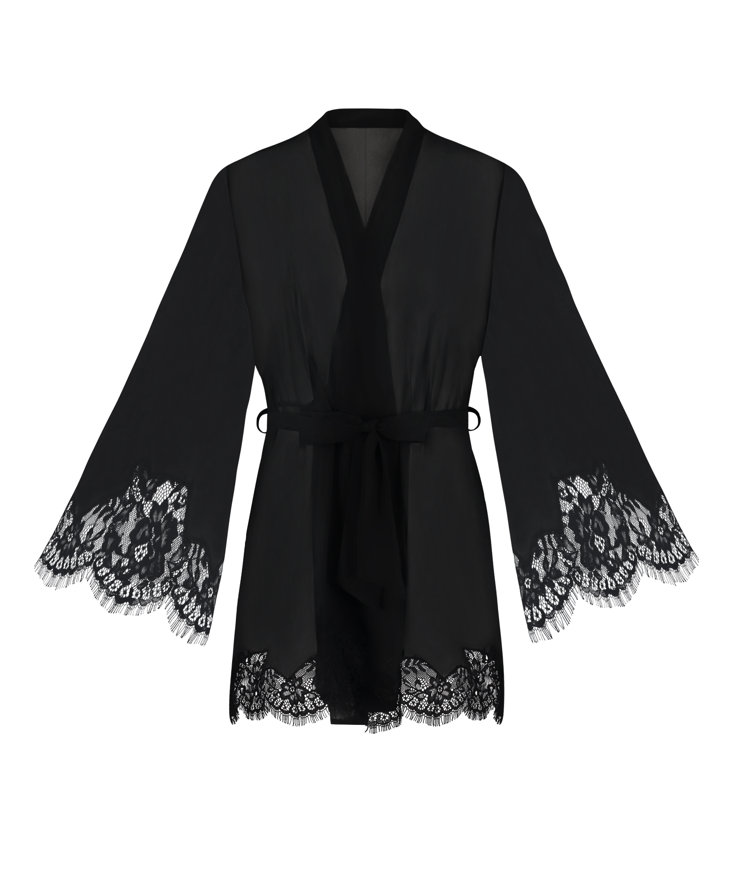 Satin Kimono, Black, main