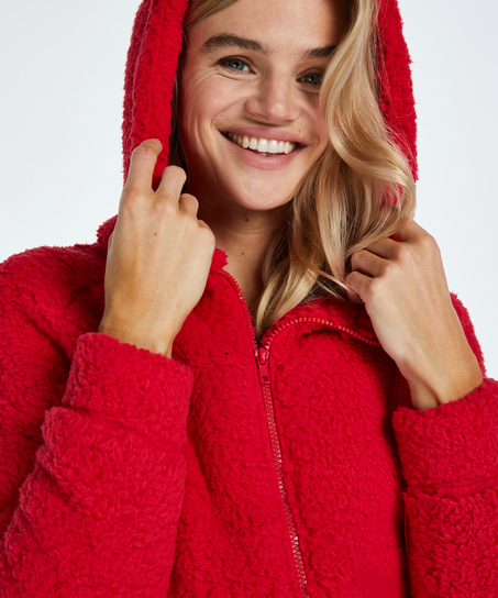 Fleece cardigan, Red