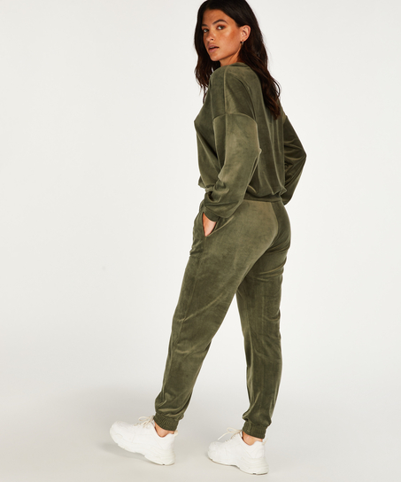 Petite Velours Jogging Bottoms, Green