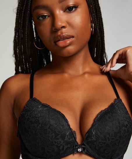 Marine Padded Underwired Push-Up Bra, Black