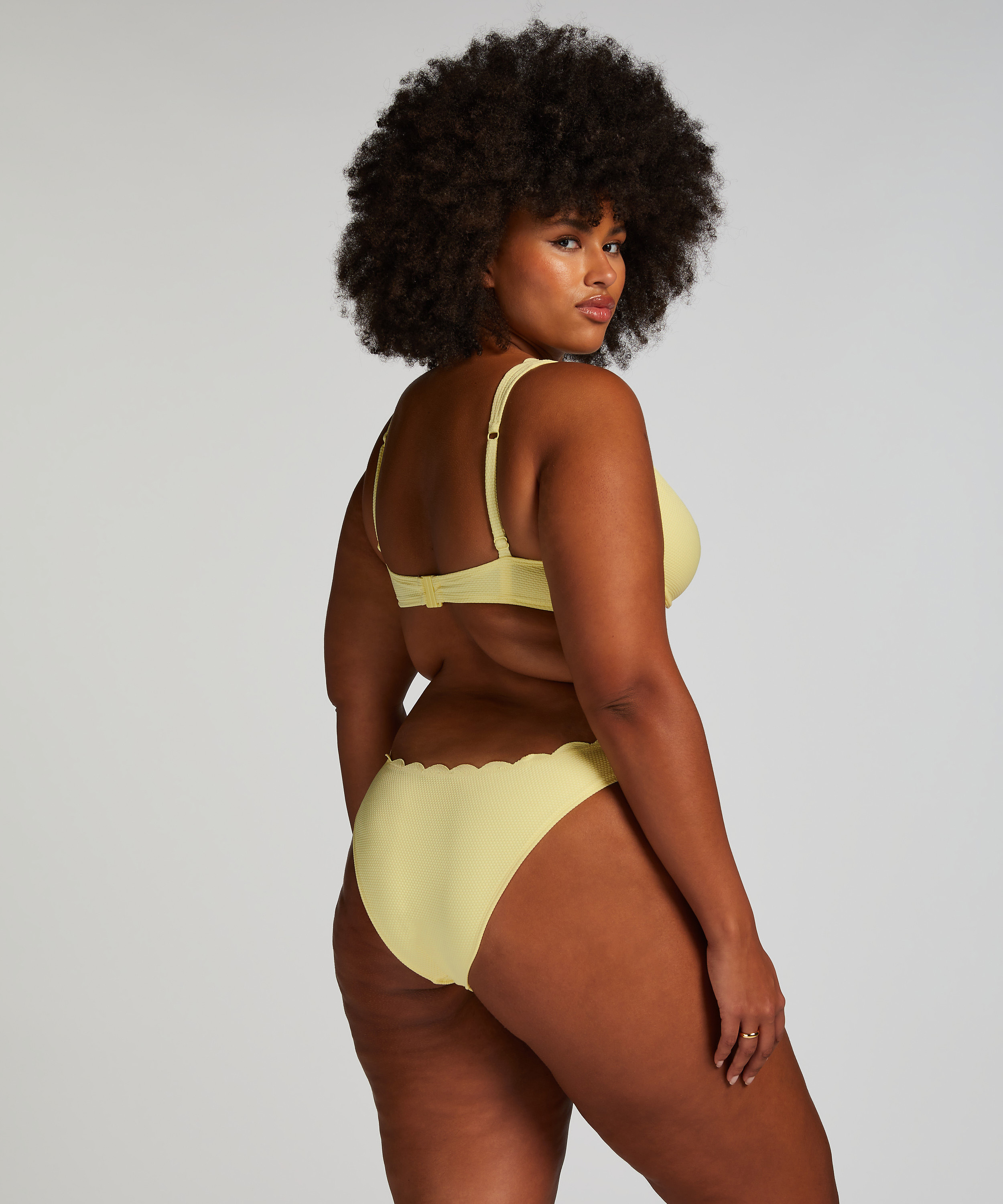Scallop High-Leg Bikini Bottoms, Yellow, main