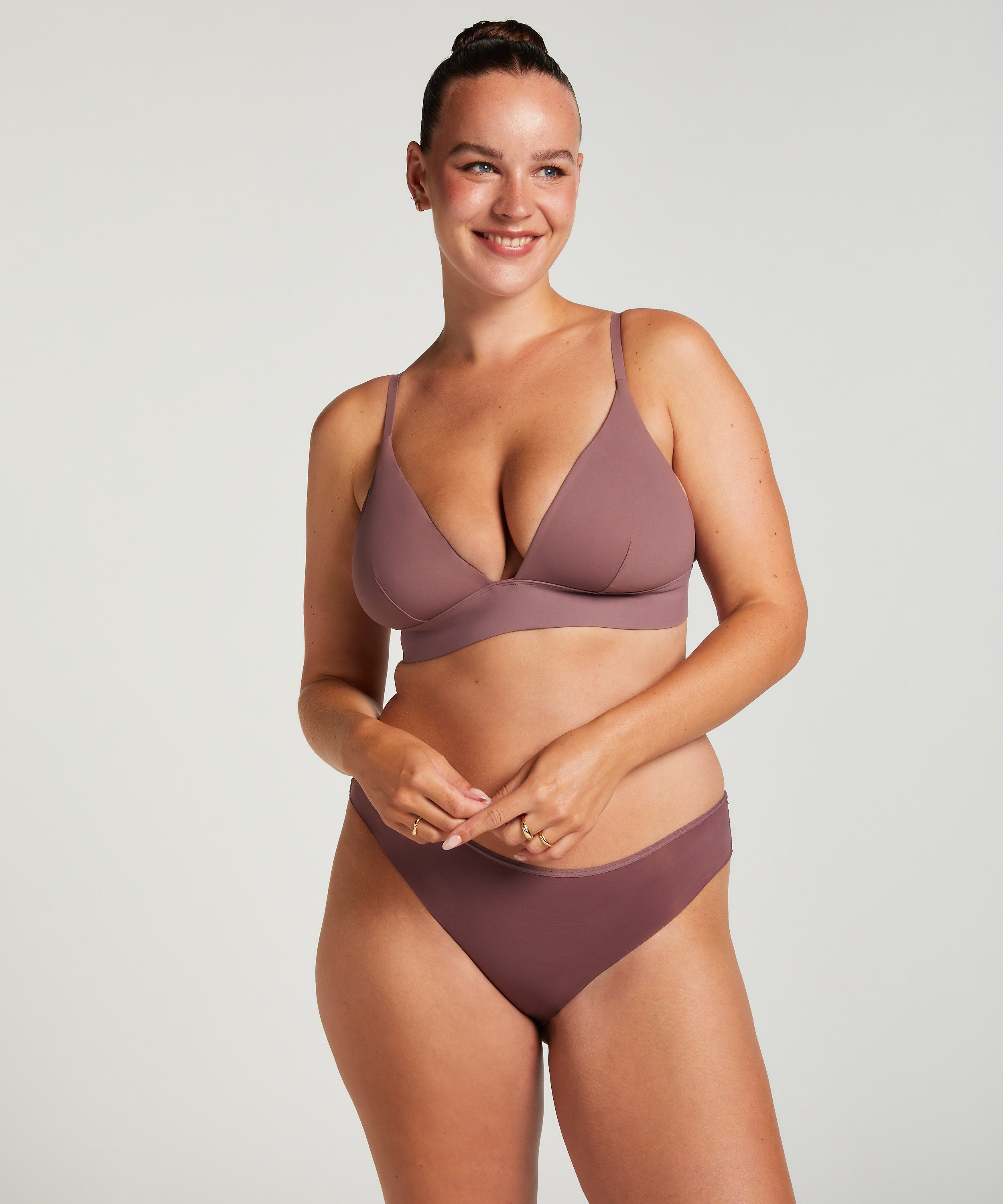 Smooth Triangle Bralette, Brown, main