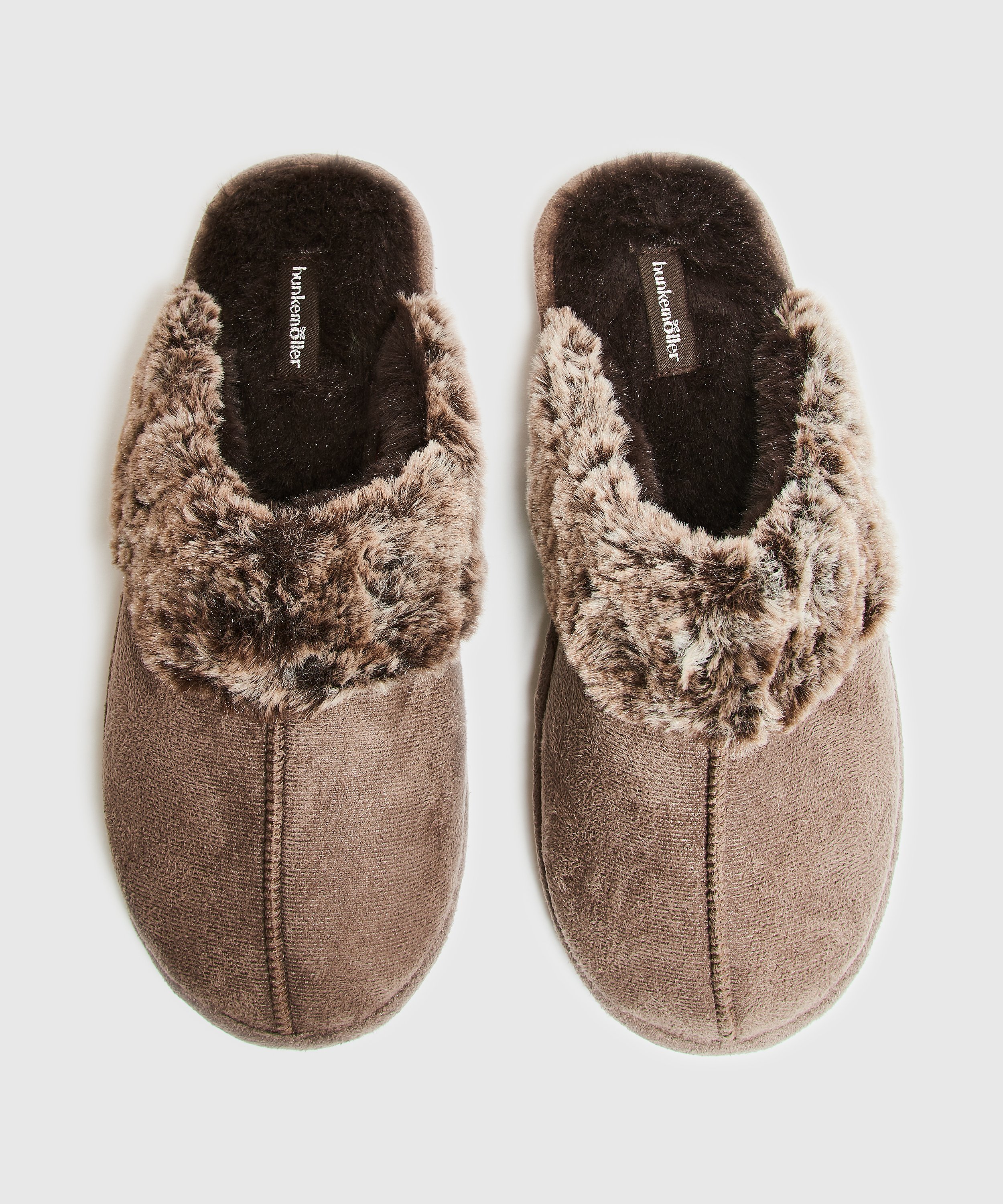 Suede Slippers, Brown, main