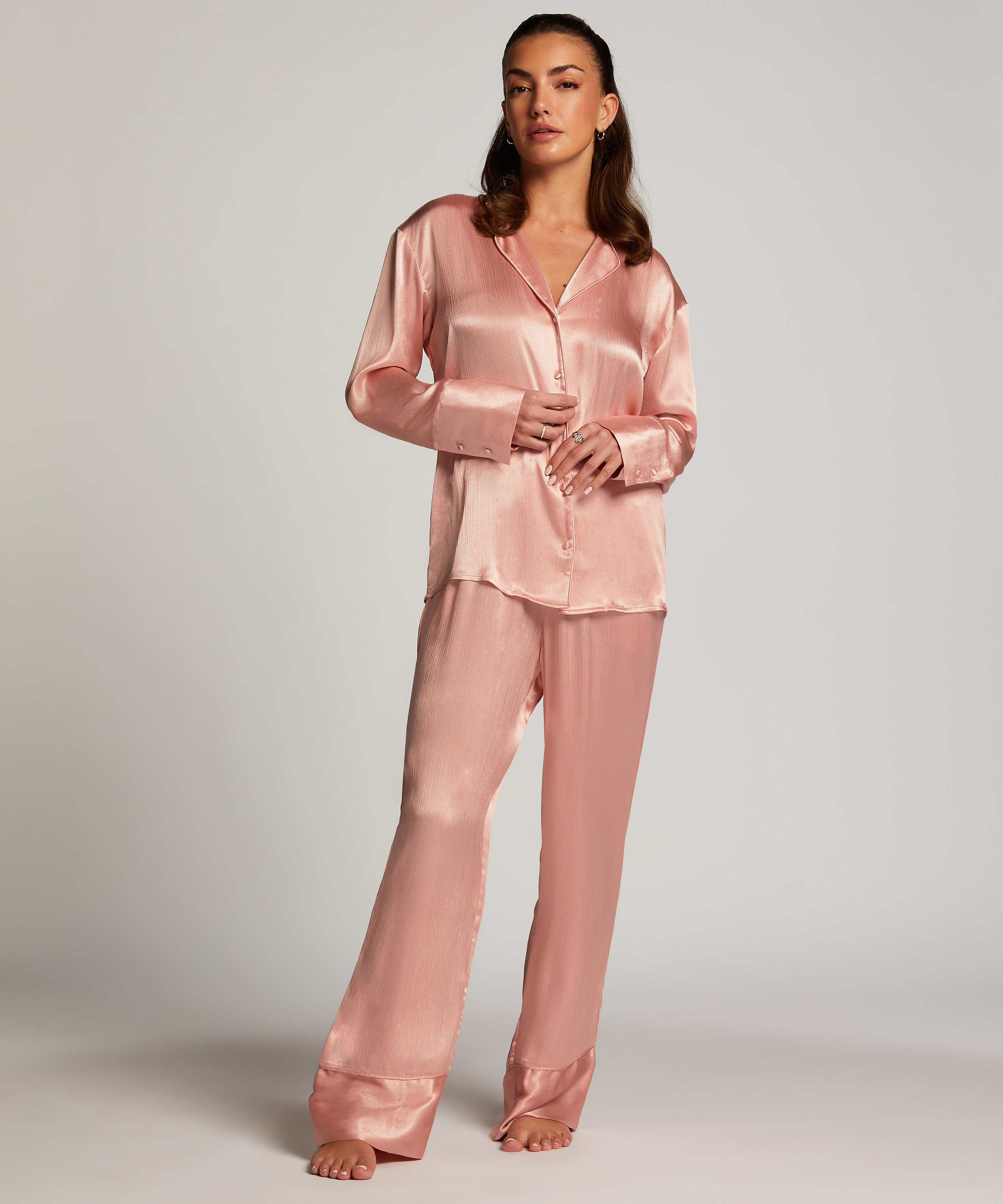 Satin Long-Sleeved Jacket, Pink, main