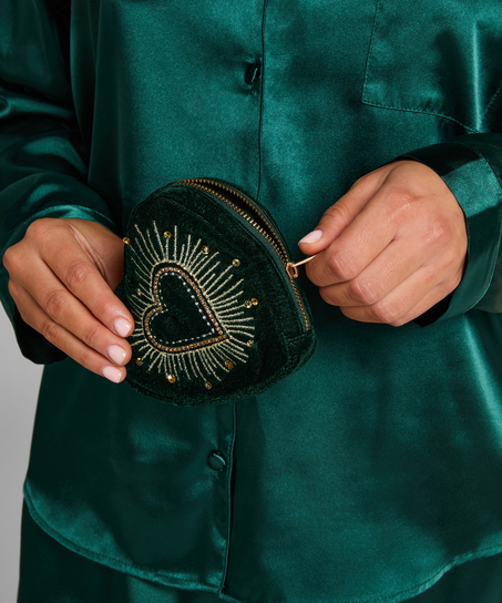 Heart Zip Purse, Green