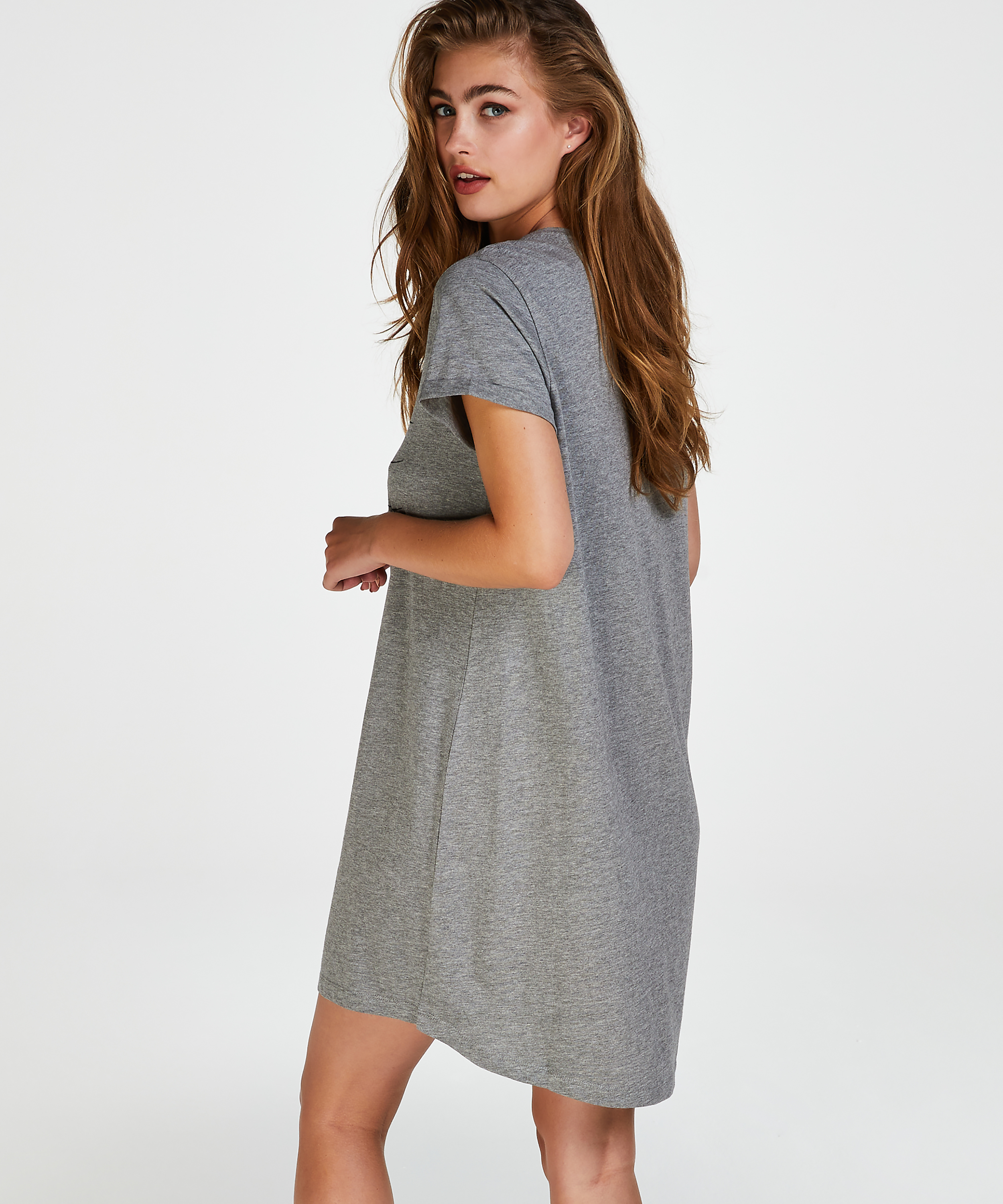 Round Neck Nightshirt, Grey, main