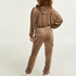 Velour Jumpsuit Hoodie, Brown