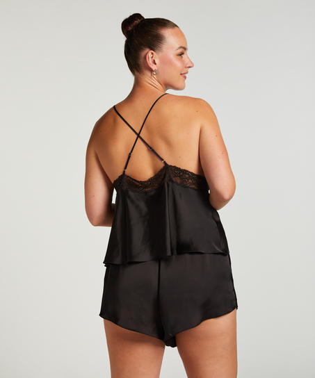 Satin Marcela Cami Top, Black