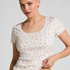 Ribbed Lace Short-sleeved Top, White