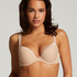 Padded Underwired Bra Satin Fleece, Beige
